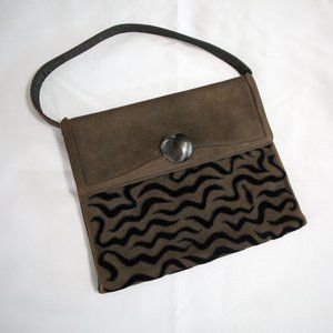 Loewe Tan and Black Wavy Shoulder Bag